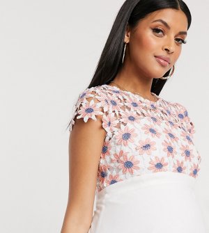 Приталенное платье с ажурным лифом -Мульти Chi London Maternity
