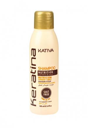 Шампунь Kativa KERATINA Укрепляющий с кератином для всех типов волос, 100 мл
