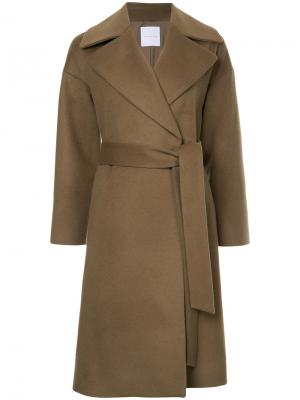 Классическое пальто-тренч Estnation. Цвет: коричневый