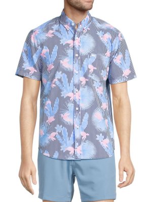Оксфордская рубашка в тропическую полоску , темно-синий Vintage Summer