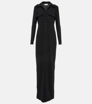 Платье-поло макси из шерсти SAINT LAURENT, черный Laurent