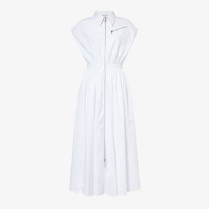 Платье-рубашка из хлопкового поплина без рукавов на молнии Alexander Mcqueen, белый McQueen