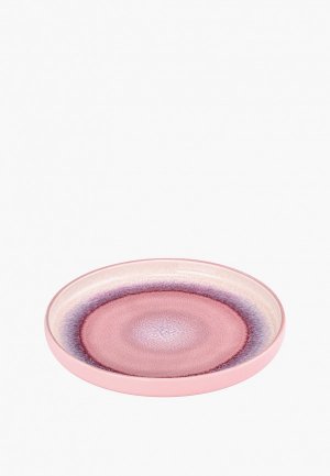 Тарелка Elan Gallery 18,5х18,5х2,3 см, Розовый меланж, с бортиком. Цвет: розовый
