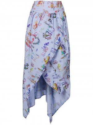 Юбка миди асимметричного кроя с принтом Vivienne Westwood Anglomania. Цвет: разноцветный