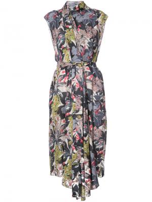 Асимметричное платье с цветочным узором Tome. Цвет: разноцветный