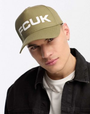 Светлая хаки-кепка с логотипом FCUK French Connection
