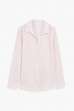 Льняная рубашка в швейцарский горошек 120% LINO, розовый Lino