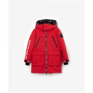 Пальто-парка зимнее из плащовки красное , размер 146, мод. 22212BJC4507 Gulliver. Цвет: красный
