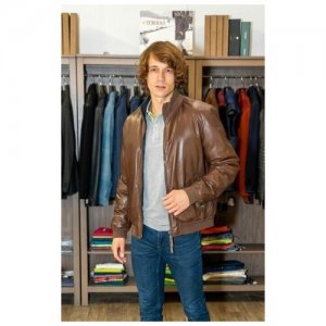 Кожаная куртка демисезонная, силуэт полуприлегающий, подкладка, внутренний карман, карманы, размер 52, коричневый Torras. Цвет: коричневый