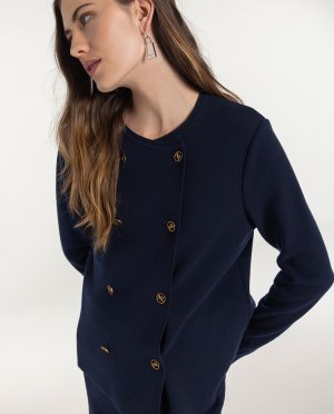 Женская куртка с длинными рукавами и круглым вырезом , темно-синий Naulover. Цвет: синий