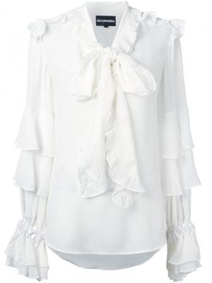 Блузка с оборками Nicopanda. Цвет: белый