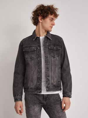 Джинсовая куртка-рубашка zolla. Цвет: светло-серый