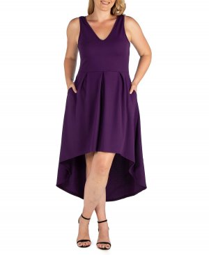 Женское вечернее платье больших размеров с высоким подолом 24seven Comfort Apparel, фиолетовый