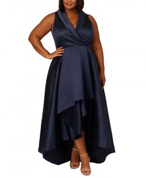 Платье-смокинг без рукавов с высоким и низким вырезом больших размеров , синий Adrianna Papell