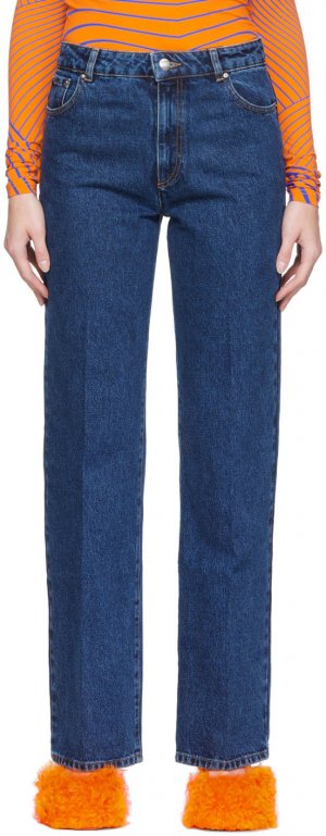 Прямые джинсы цвета индиго Nina Ricci