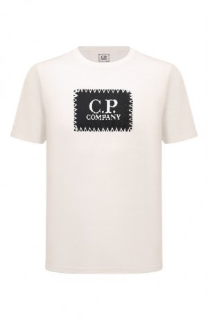 Хлопковая футболка C.P. Company. Цвет: кремовый