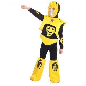 Карнавальный костюм «Робот», размер 134-68 пуговка. Цвет: черный/микс/желтый/черный-желтый