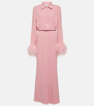 Платье-рубашка из крепа с отделкой перьями , розовый Roland Mouret