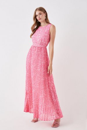 Платье макси с плиссированной юбкой и поясом , розовый Coast