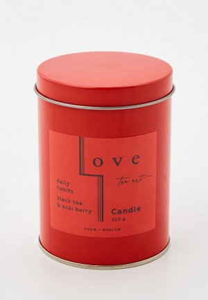 Свеча ароматическая Love tea art Scented candle black & Acai berry / Черный чай и Ягоды асаи,  320 гр.. Цвет: красный