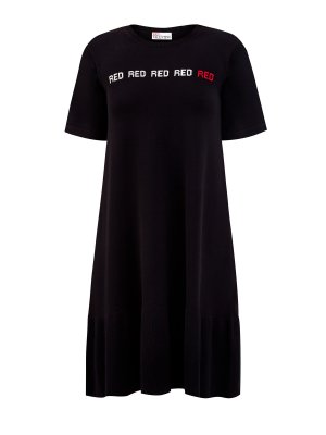 Платье-футболка из эластичного трикотажа с принтом REDVALENTINO. Цвет: черный