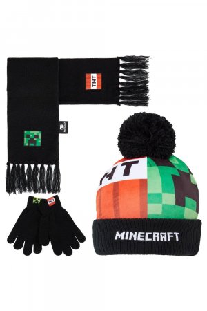 Зимний комплект из 3 предметов: шапка, перчатки, шарф , мультиколор Minecraft