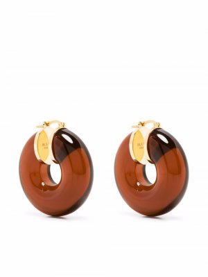 Серьги-кольца с логотипом Jil Sander. Цвет: коричневый