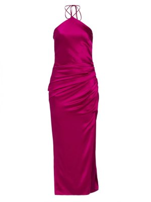 Атласное платье миди Hansel с бретельками на шее , фиолетовый Jonathan Simkhai