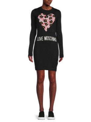 Мини-платье Love Moschino вязаное облегающее, черный