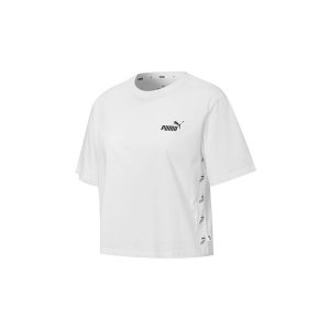 Printed Small Logo Crew Neck Short Sleeve T-Shirt Women Tops White 586597-02 Puma