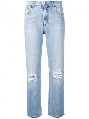 Прямые джинсы с прорванными деталями MSGM