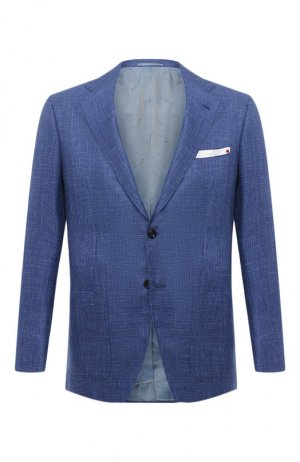 Пиджак из кашемира и шелка Kiton. Цвет: синий