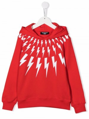 Lightning-print hoodie Neil Barrett Kids. Цвет: красный