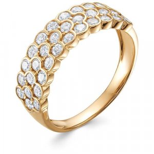 Кольцо Vesna jewelry, красное золото, 585 проба, родирование, бриллиант, размер 17.5, бесцветный jewelry. Цвет: бесцветный