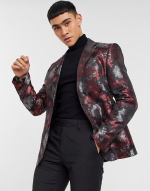 Супероблегающий пиджак с цветочным принтом -Черный цвет Bolongaro Trevor