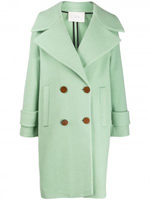 Фетровое двубортное пальто Tela. Цвет: зеленый