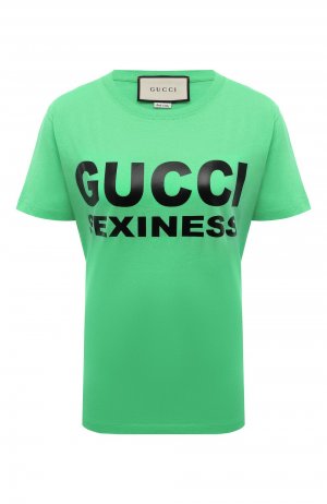 Хлопковая футболка Gucci. Цвет: зелёный