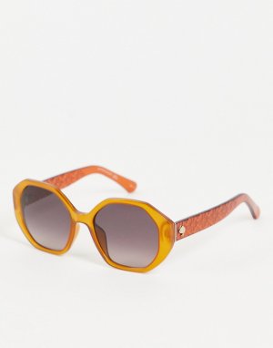 Круглые солнцезащитные очки в темно-оранжевой оправе -Оранжевый цвет Kate Spade