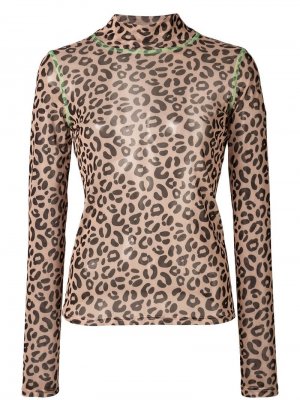Блузка с леопардовым принтом Sandy Liang. Цвет: коричневый