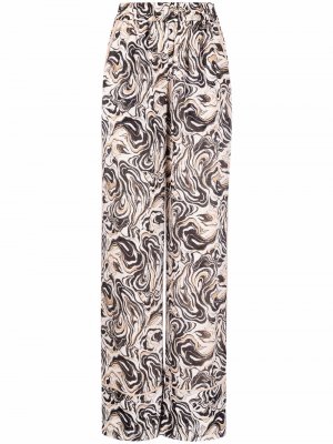 Marvel marble-print wide-leg trousers DVF Diane von Furstenberg. Цвет: бежевый