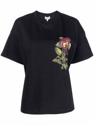 Укороченная футболка с цветочным принтом Kenzo. Цвет: черный