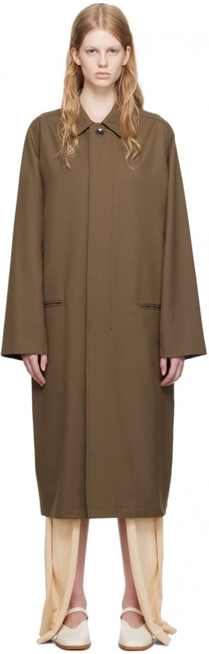 Коричневый костюм-реглан - оливковое пальто LEMAIRE