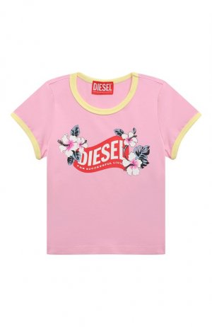 Хлопковая футболка Diesel. Цвет: розовый