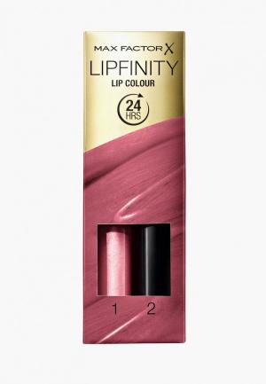 Помада Max Factor стойкая и увлажняющий блеск Lipfinity Lip Colour, 330 Essential Burgundy, 2,3 мл. Цвет: бордовый