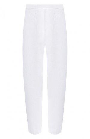 Укороченные льняные брюки 120% Lino. Цвет: белый