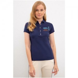 Женская темно-синяя футболка-поло с воротником , размер S U.S. Polo Assn. Цвет: синий