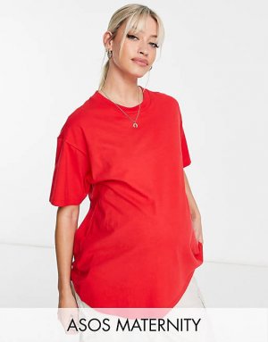 Красная оверсайз-футболка ASOS DESIGN Maternity