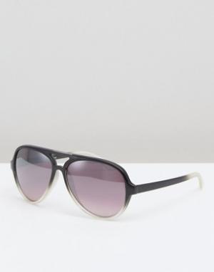 Черные солнцезащитные очки-авиаторы с эффектом омбре New Look. Цвет: черный