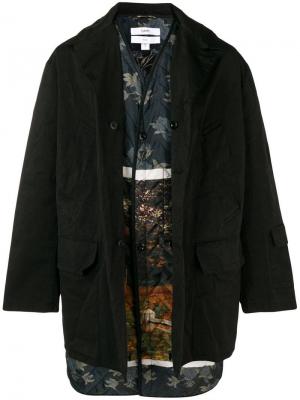 Многослойное однобортное пальто Oamc. Цвет: черный