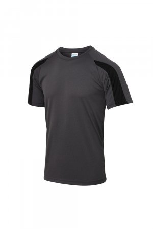 Простая спортивная футболка с контрастным принтом , серый Just Cool